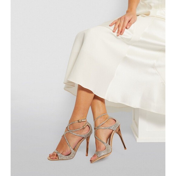 Jimmy Choo Lance Lang Metallic Shimmer Heels Womens 37.5 - Picture 4 of 16